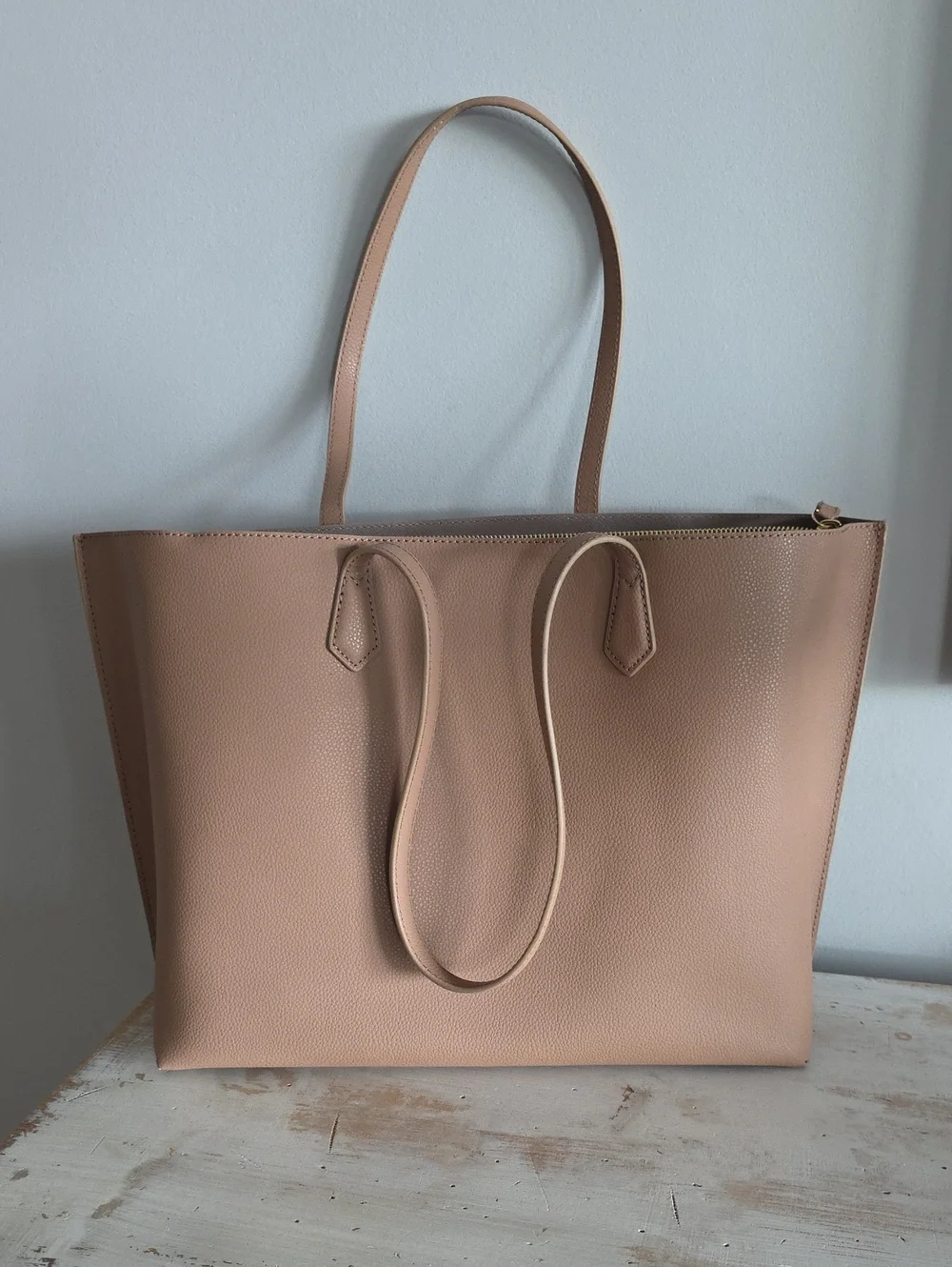 Quince Italian Leather Triple Compartment Shopper Tote In Cappuccino